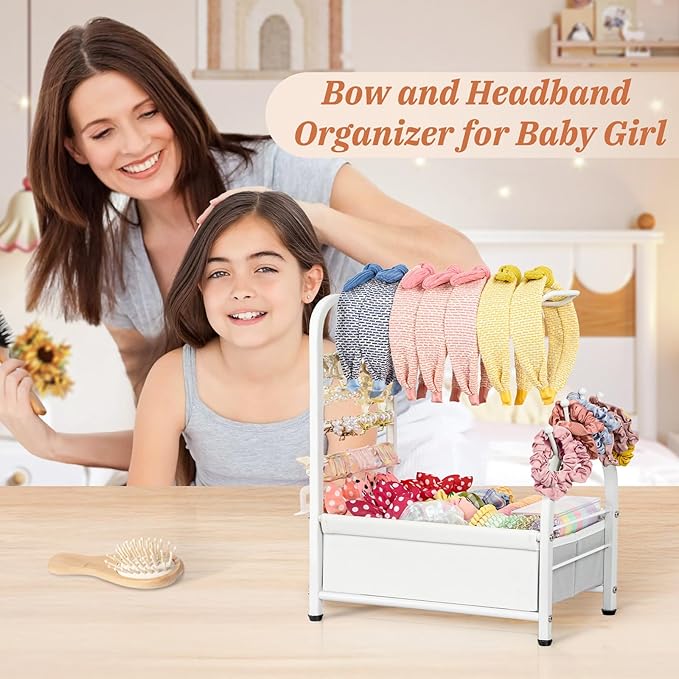 Keebofly Headband Holder Stand - Versatile Organizer for Scrunchies, Bows & Claw Clips - Compact Hair Accessories Storage for Girls, Women, Babies