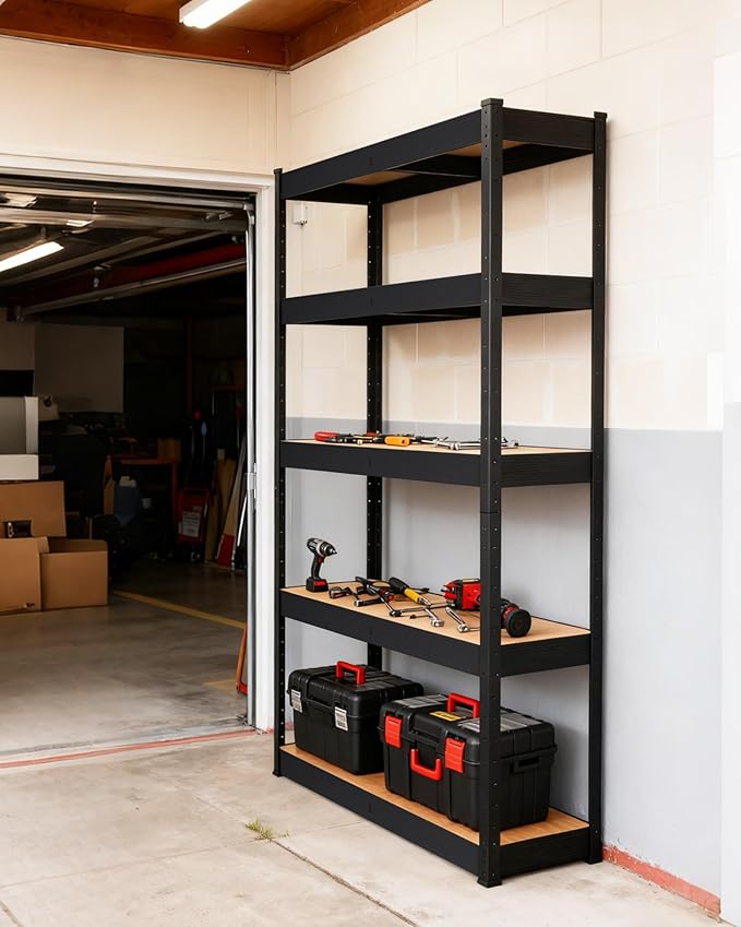 Garvee Garage Storage Shelves,60x24x72 Garage Shelving Heavy Duty Metal Adjustable Garage Shelves,5-Tier Adjustable Shelving Units,Loads 2500 LBS,Metal Storage Utility Racks for Warehouse