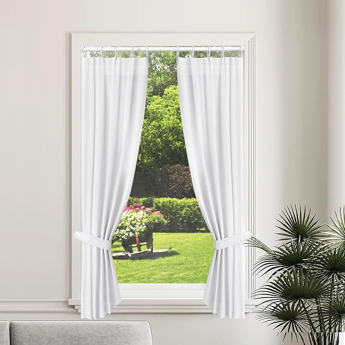4pack Tension Curtain Rod 16 to 36Inch, White Spring Tension Curtain Rod Adjustable Expandable Curtain Rod No Drilling, Spring Loaded Curtain Rods for Windows, Bedroom, Doorway Door, Closet