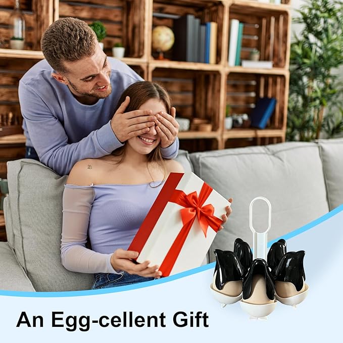 Asltw Dolphin Egg Holder Rack, 5 Egg Boiling Tray with Flip Top 10 Egg Storage, Heat Resistant Handle, Multi Purpose Egg Poacher for Cooking, Fridge Organizing & Serving (Black+White)