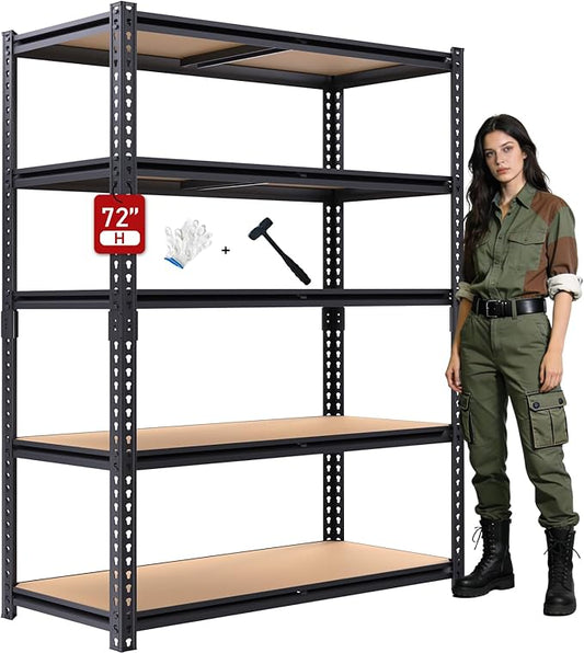 72" H Garage Storage Shelves,Storage Shelves Heavy Duty,2400LBS Metal Shelving Units,Adjustable Garage Shelving Heavy Duty for Garage Storage,Warehouse,16"x35.5"x72