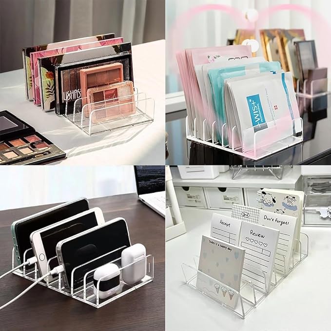 WECHENG 2 Pack Acrylic Eyeshadow Makeup Palette Organizer: Makeup Organizer for Drawer - 7-Section Cosmetic Display Case for Bathroom Vanity Countertop - Clear Cosmetic Organizer Storage Accessories