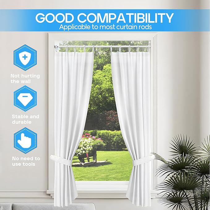 2 Pack Spring Tension Rods 33-59 Inches, 5/8 Inch Diameter White No Drill Spring Loaded Adjustable Extendable, Small Short Tension Curtain Rod for Windows Kitchen Doorway Closet Cupboard