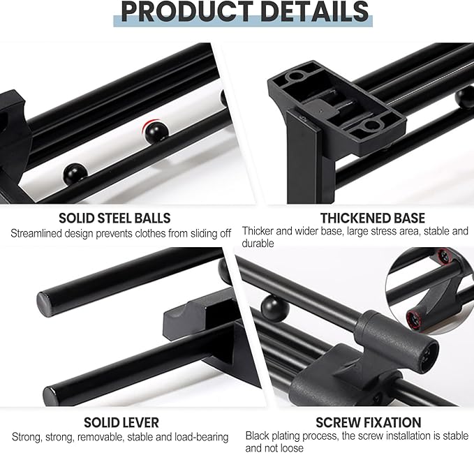 Adjustable Pull Out Closet Rod,Closet Pull Out Hanger Rod,Retractable Pant Rack for Closet Suitable for Various Types Of Home Wardrobes,Office Wardrobes,Closets,Etc (2 PICE) (Black, 12" to 20")