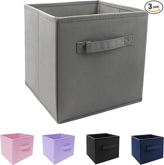 EBIGIC Mini Size 1-Pack Cube Storage Bins 9.0"x7.5"x7.5" Fabirc Foldable Closet Toy Organizer Collapsible Cloth Gray