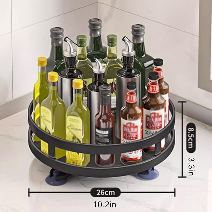 Rotating Spice Rack, Multi-Layer Tier Lazy Susan Turntable, Rotates 360 Degrees, Adjustable Shelves, Double Layer, and A Revolving Design Make it the Perfect Spice Holder ( Color : Black , Size : 1 la