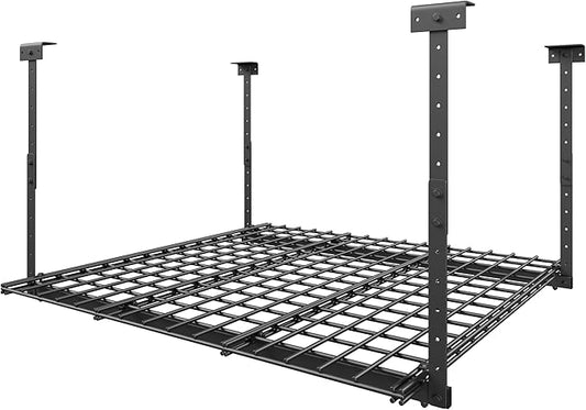 Jusgym 45-Inch x 45-Inch Overhead Garage Storage Rack, 17"-28" Height Adjustable Garage Ceiling Storage Racks, Heavy Duty Storage Organizer System, 250LBS Weight Capacity, Black