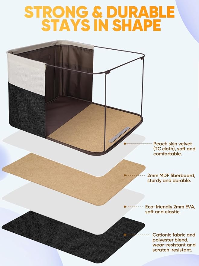 BALEINE 2 Pack Fabric Closet Storage Bins for Shelves, Linen Closet Organizers and Storage, Decorative Baskets for Organizing, Shelf, Clothes, Home, Office (Black, 17''x13''x10.5'')