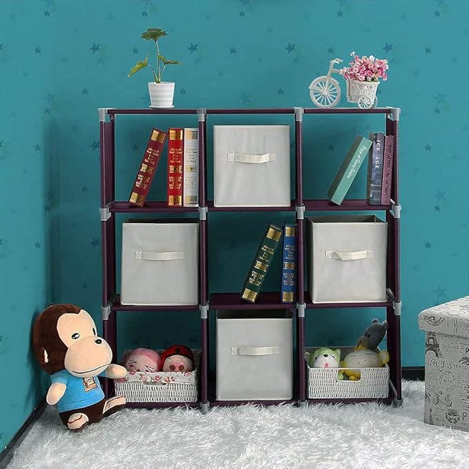 Storage Cubes Organizer,Decorative 9-Cubes Modular Cabinet,DIY Stackable Shelves Multifunctional Modular Bookcase Closet Cabinet for Bedroom, Living Room, Office (3 Tier 9 Cube)