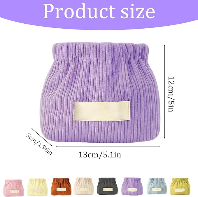 8 Pack Corduroy Elastic Hair Tie Organizer, Corduroy Eeastic Storage Bag for Purse, 8 Pack corduroy Pouches for Hair Accessories and Small Items, Compact Organizer with Elastic Closure
