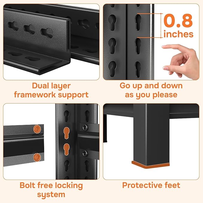 3-Tier Storage Shelves, Adjustable Pantry Shelves，KitchenStorage Standing Baker's Racks, Shelving Unit for Kitchen, Living Room, Dinning Room, Coffee Bar (31.5'H×16'W×10'D)