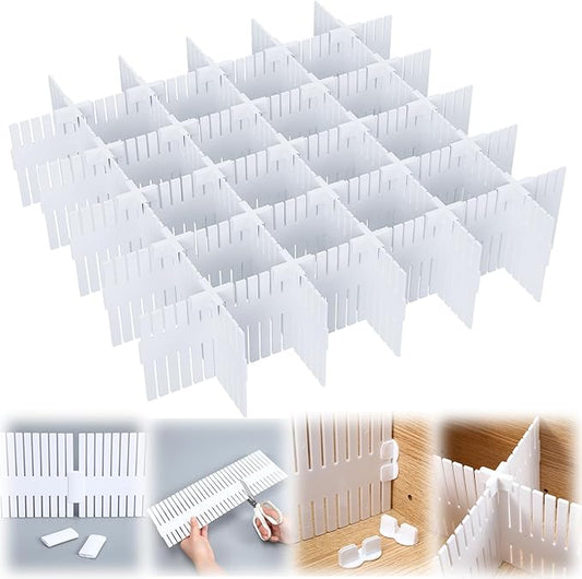 Blosssound 15 Pcs 5.12 Tall Drawer Divider Adjustable Drawer Organizer DIY Ultra Deep Storage Organizer Separator with Fixed Buckle for Underwear Socks Dormitory Office Kitchen Bedroom(White)