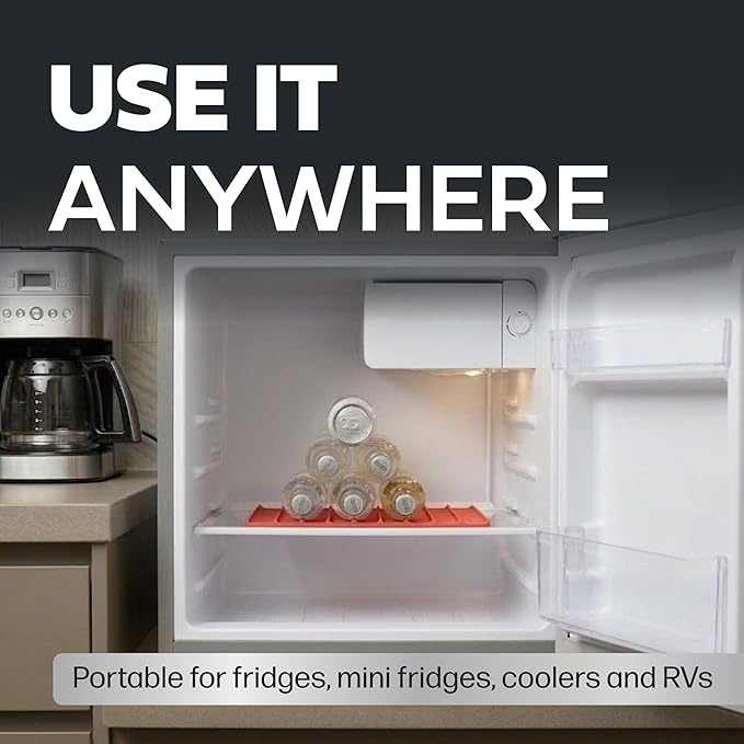 Cooks Innovations Drink Organizer for Fridge, Soda Can Refrigerator Organizers and Storage, Beer-Wine-Water Bottle Holder, Fridge Monkey - Durable Non-Slip&Roll - 2 Pack