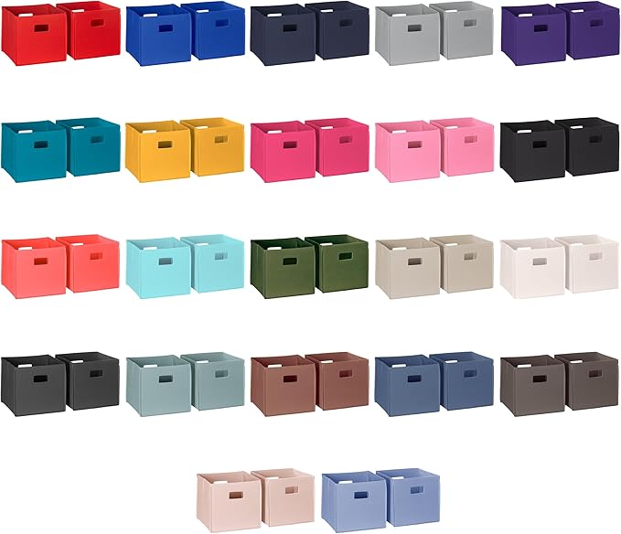 RiverRidge Folding Storage Bins with Handles Turquoise Cube Storage Organizer for Closet, Bedroom & Playroom - Closet Organizers and Storage Set of 2