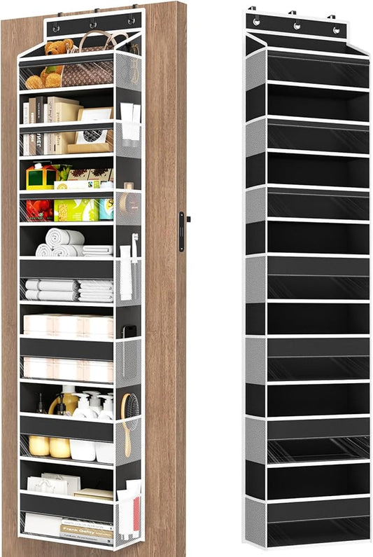 Mefirt Over The Door Organizer, 7 Tier Door Hanging Organizers with 7 Large Pockets 12 Side Pockets, Behind Door Storage Hanging Shelves for Closet Bathroom Bedroom Nursery