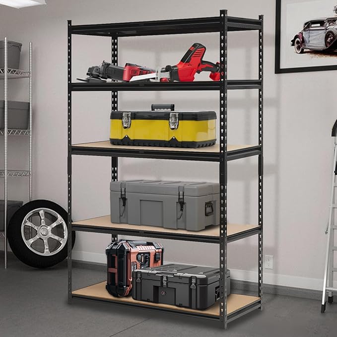 GarveeTech 5-Tier Heavy Duty Garage Shelving Units, Adjustable Storage Shelves,Loads 2000 LBSS,Adjustable Garage Storage Shelving, Metal Storage Utility Rack Shelf Unit