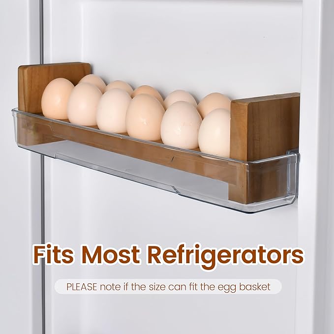 Sishynio Double Layer Egg Tray Holder Countertop - Wooden Fresh Egg Rack Stackable Storage Basket, 2 Tier Egg Organizer for Farmhouse Kitchen Refrigerator