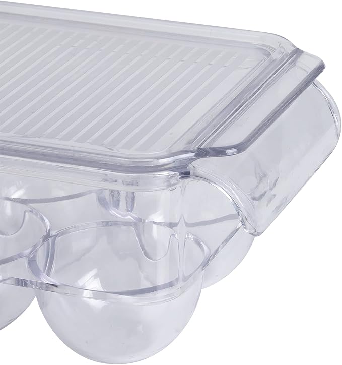 Kitchen Details Egg Crate | Dimensions: 14.5"x4.5"x2.9" | Fits 14 Eggs per Crate | Stackable | BPA Free | Easy Pull Handles | Kitchen Organization | Clear