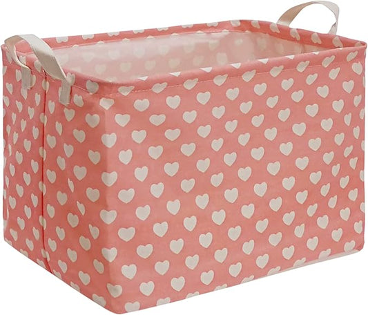 MAIZMZ Girls Storage Basket Pink Valentine's Day Gifts Basket Waterproof Organizer Nursery Bins Toy Box for Organizing Home/Dorm/Kitchen/Pet/Office/Closet/Shelf/Room Decor