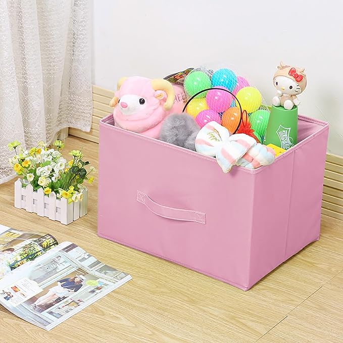 EBIGIC Pink Cube Storage Bins 9.0"x7.5"x7.5" Small Size Fabirc Foldable Closet Toy Organizer Collapsible Cloth