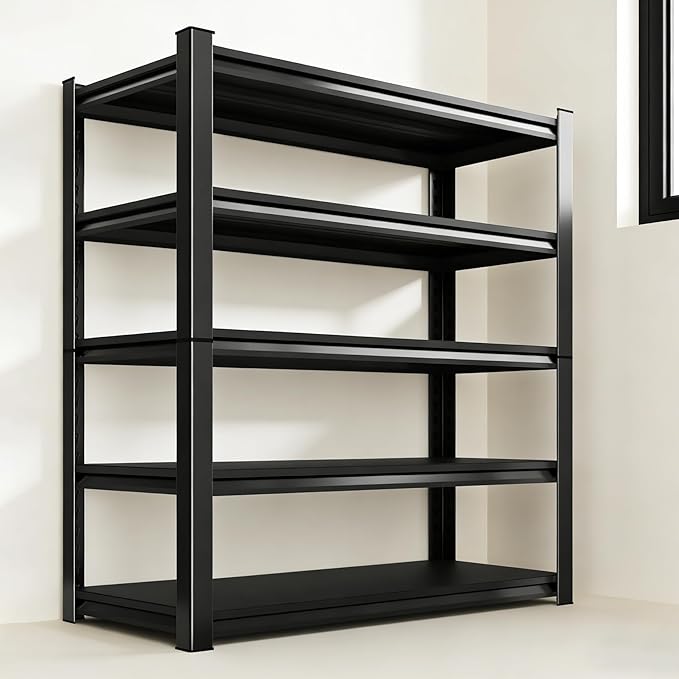 2000lbs Heavy Duty Garage Shelving, 5-Tier Adjustable Storage Shelves, 72" H x 39.3" W x13.7 D, Utility Metal shelvingfor Warehouse, Basement, Garage