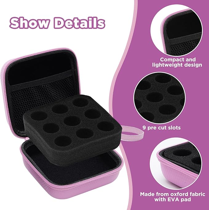 Teenyyou 9 Slots Insulin Peptide Fridge Carrying Case Vial Holder Storage Protector Bag, Fits Standard 10ml Vials, Insulin Cooler Travel Kits Case Organizer Diabetes Protector(Purple)
