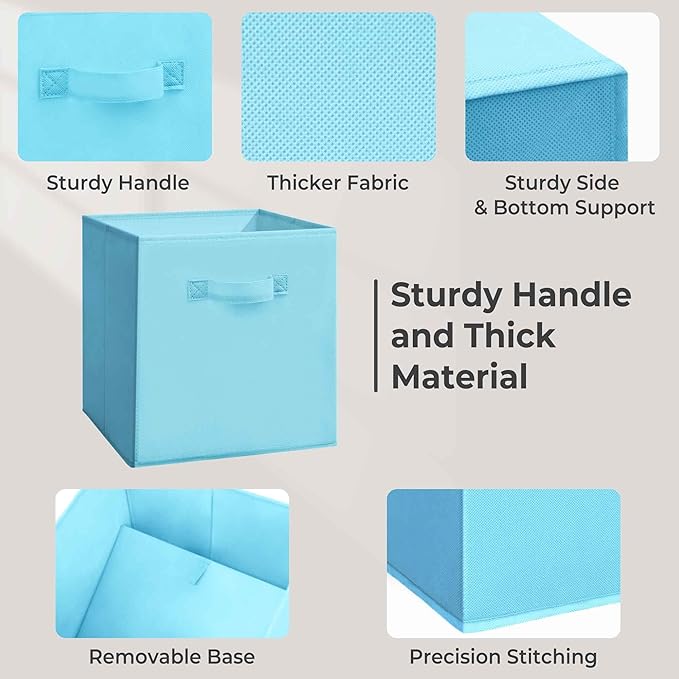 11x11 Inch Storage Bins Cubes, Fabric Foldable Storage Box, Collapsible Closet Organizer for Clothes, Blankets, Office, Bedroom, Living Room, Shelf Cabinet, Bookcase, Multi-Color, 9 Pack