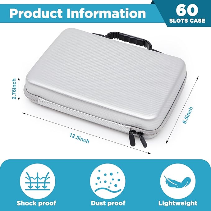 Teenyyou 60 Slots Insulin Peptide Fridge Carrying Case Vial Holder Storage Protector Bag, Fits Standard 10ml Vials, Insulin Cooler Travel Kits Case Organizer Diabetes Protector(Silver Gray)
