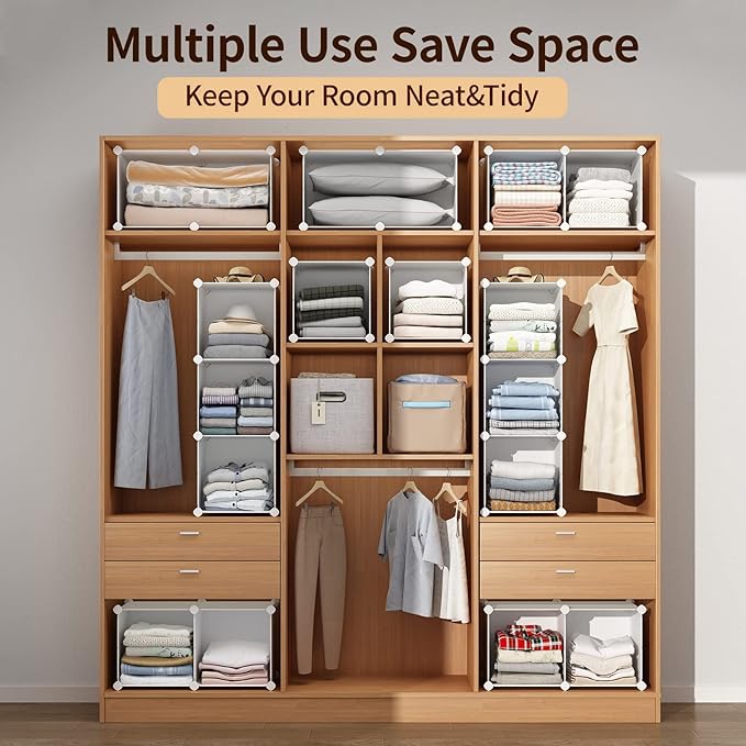 MAGINELS 3 Cube Storage Organizer,Plastic Cabinet with Door.Narrow Cube Clothing Storage Shelves,Closet Organization for Bedroom,White(11.8x11.8inch)