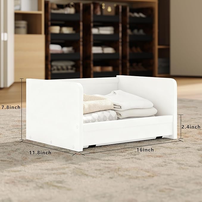 FOUCSSOMEI 4-Tier Stackable Closet Organizer and Storage, Closet Shelves – Heavy-Duty Closet Darwers Wood & Metal, Easy Assembly, Space-Saving,White, Patent Design