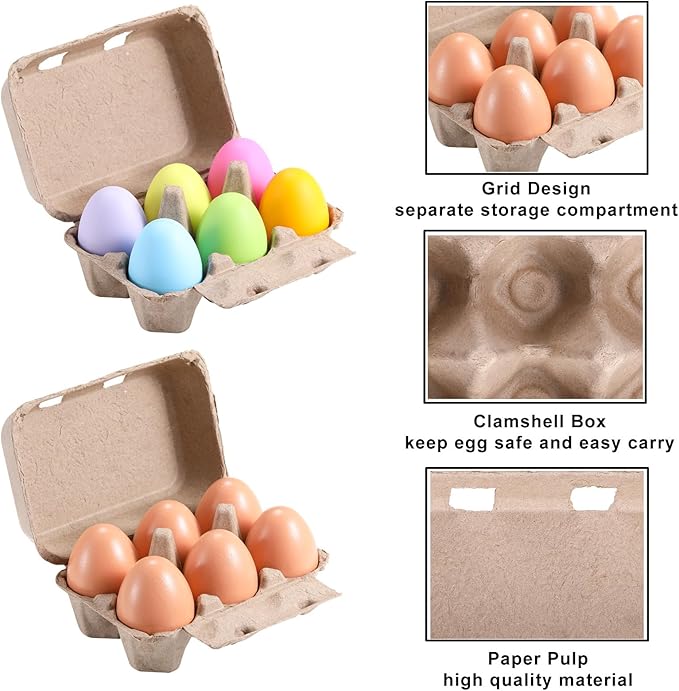 Half Dozen Egg Cartons Cheap Bulk 300 Pack, Blank Natural Pulp Box 6 Count for Chicken Eggs Reusable, Storage Tray Strong for Holds Up to Six 6 Egg Cardboard Paper Holder Container for Refrigerator