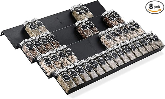 Mulush Metal Spice Rack Tray - Spice Drawer Organizer for Kitchen Cabinets Storage and Organization (Jars Not Included)