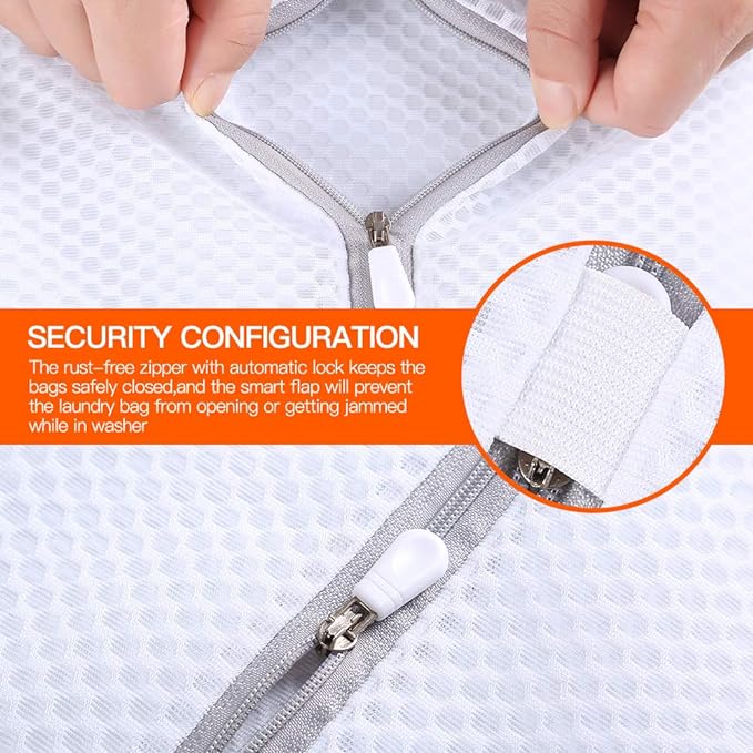 Kimmama Laundry Mesh Wash Bags, Lingerie Bags for Washing Delicates, Mesh Laundry Bags for Washing Machine, White Net, Grey Zipper, 2XXL