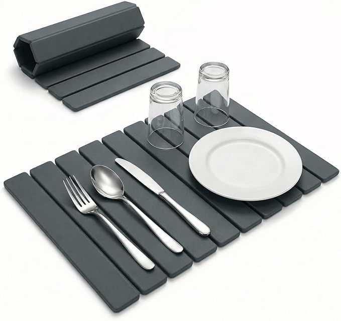 Stone Drying Mat for Kitchen Counter - Super Absorbent, 30sec Fast-Drying Diatomite Dish Mat, Collapsible for Kitchen.