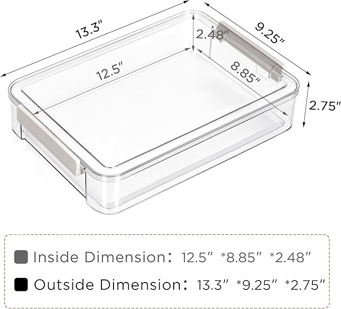 Citylife 5 PCS 6 Qt Plastic Storage Bins with Lids and Latches, Portable Project Case for Drawers, Clear Stackable File Box for Organizing A4 Paper, Letters, Documents, Art Supplies, and Crafts
