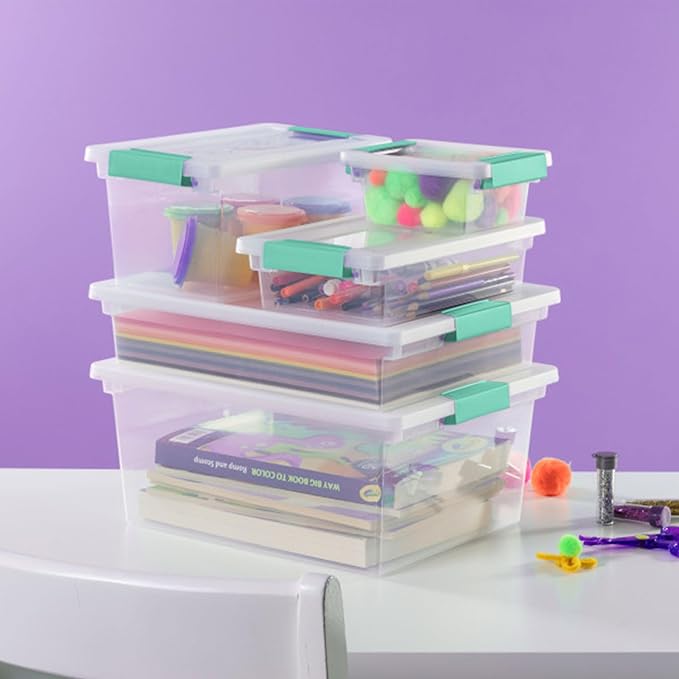 Sterilite 24-Pack Clip Box, Clear Storage for Crafts, Supplies and Office Items, Mini