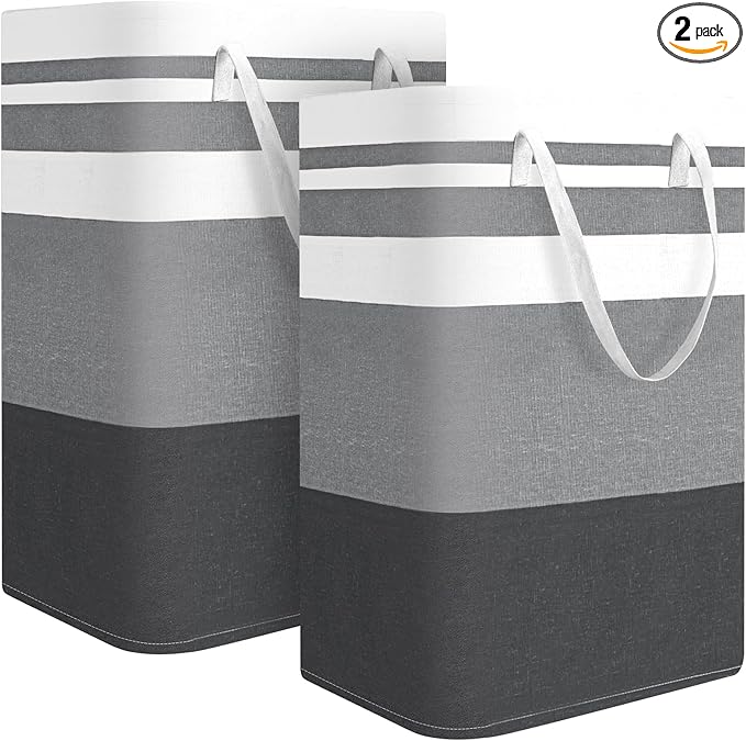 2-Pack Large Laundry Basket, Waterproof, Laundry Hamper,Collapsible Tall Clothes Hamper with Extended Handles for Clothes Toys in the Dorm and Family,NO have Wire frame（75L）