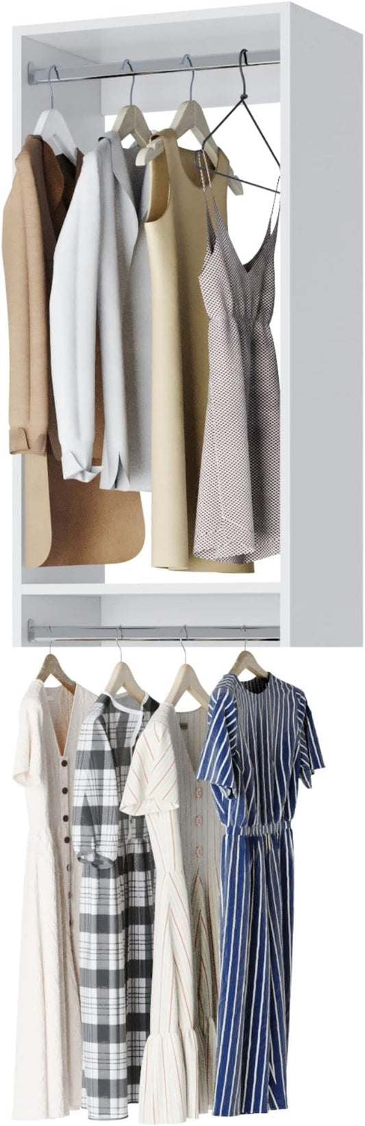 Double Hanging Closet Unit - Modular Closet System For Hanging - Corner Closet System - Closet Organizers And Storage Shelves (White, 28.5 inches Wide) Closet Shelves