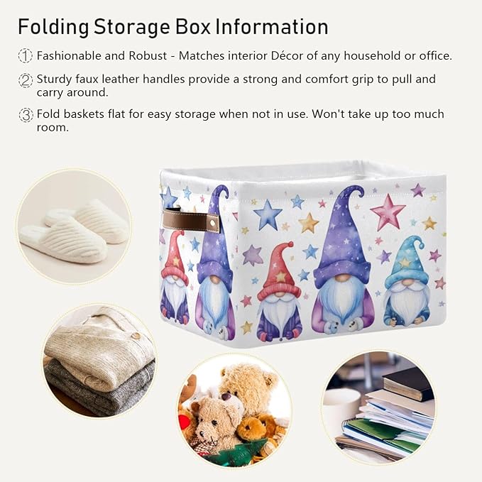 xigua Christmas Decoration Storage Basket Santa Collapsible Storage Bins Waterproof Canvas Storage Basket with Leather Handles for Home Closets Offices,Bedrooms,Gift Baskets,2PCS