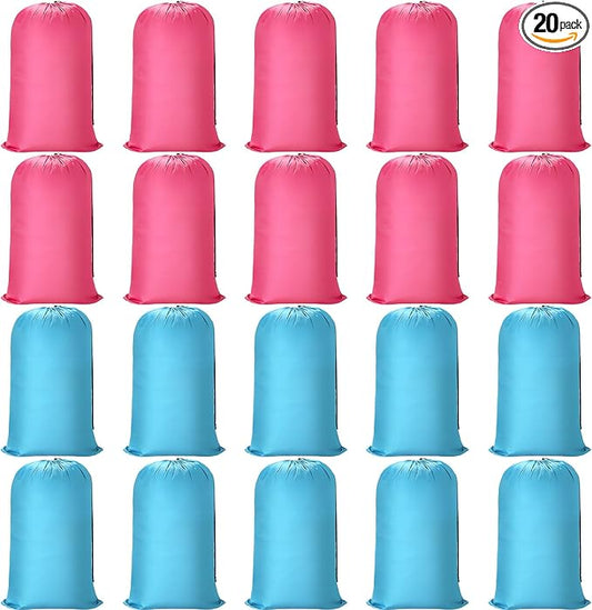 Nuogo 20 Pcs Laundry Bag Washable Travel Laundry Bags with Drawstring Lock Closure Large Heavy Duty for Camping Tent Blankets Dirty Clothes Yarn Fabric Storage, 38 x 24 Inches(Pink, Blue)