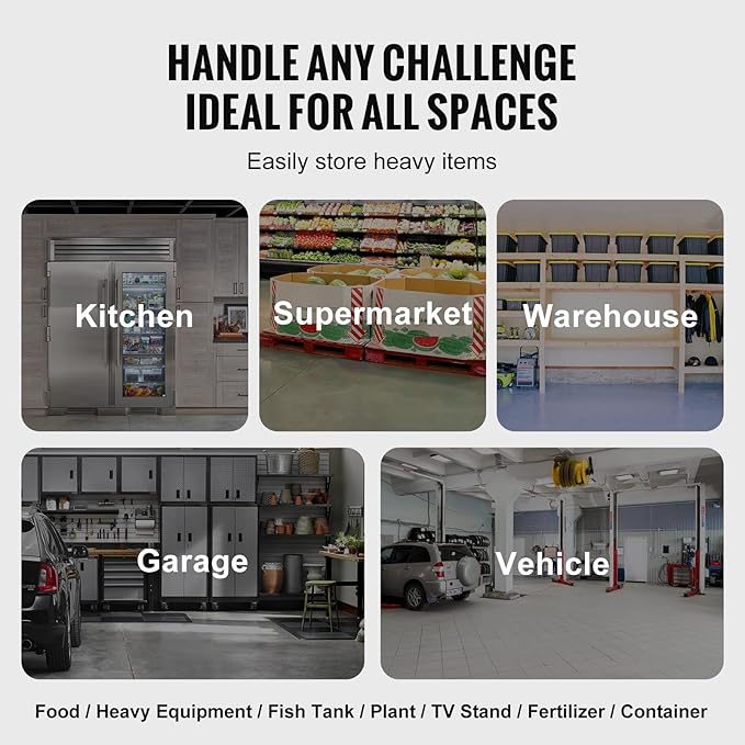 VEVOR Aluminum Dunnage Rack, 48” x 20” Commercial Food Floor Rack, 12” Off the Floor, 1800 lbs Capacity All-Welded Aluminum Storage Rack, for Storage in Restaurants, Kitchens, Garages and Vehicles