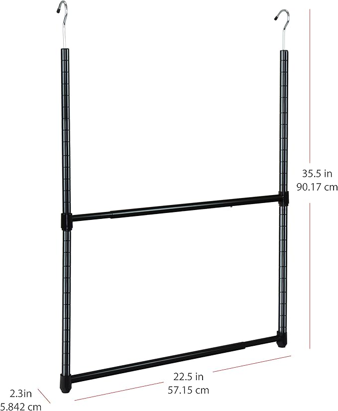 Oceanstar 2-Tier Portable Adjustable Closet Hanger Rod, Black (ACR1545B)