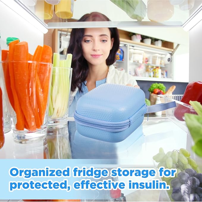 Teenyyou 6 Slots Insulin Peptide Fridge Carrying Case Vial Holder Storage Protector Bag, Fits Standard 10ml Vials, Insulin Cooler Travel Kits Case Organizer Diabetes Protector(Light Blue)