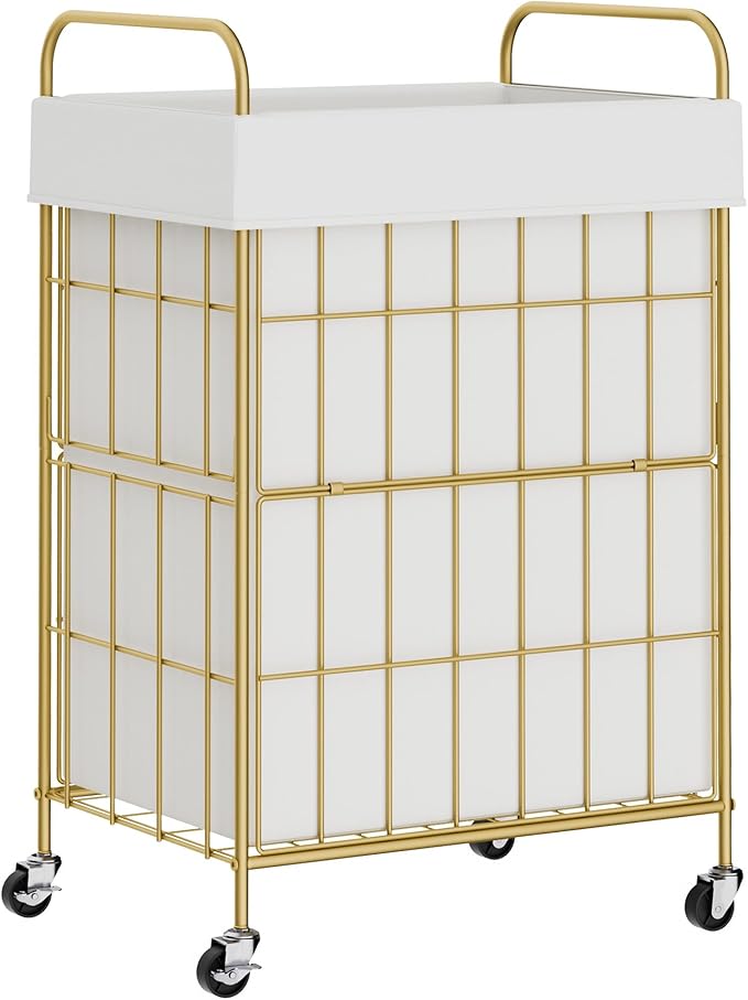Laundry Hamper with Wheels, 90L Laundry Basket with Handle, Laundry Sorter with Removable Liner Bag