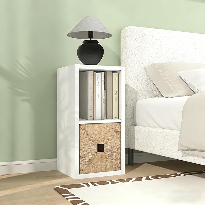 CTESNE【2026 Wooden Thick Frame 2 Cube Storage Organizer Shelf with Anti-Tipping Kits + Reversible Open Back Bookcase, Horizontal and Vertical Dual-use（White,11inch）