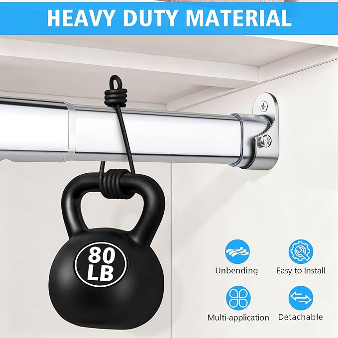 Premium Chrome Oval Closet Rod for Hanging Clothes 30 to 54.5 Inch, Includes End Supports, Adjustable Wardrobe Tube, Heavy Duty Extendable Closet Pole, Carbon Steel
