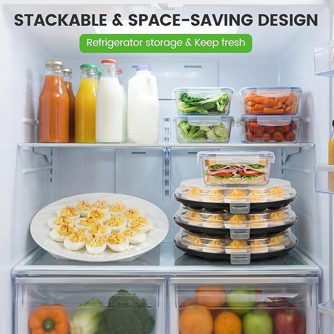 HANSGO Deviled Egg Containers with Lid, 3PCS Deviled Egg Platter Carrier Holder Trays with 66 Slots for Party and Home Kitchen, Black