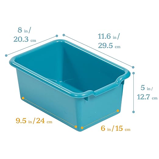 ECR4Kids Scoop Front Storage Bin, Multipurpose Organization, Turquoise, 5-Piece