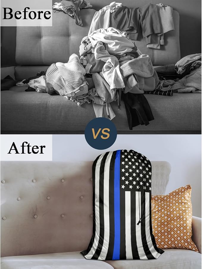 Swono American Flag Extra Large Travel Laundry Bag, Rip-Stop Dirty Clothes Shoulder Bag with Drawstring, Heavy Duty Travel Laundry Bag, Large Laundry Hamper Liner, Machine Wash
