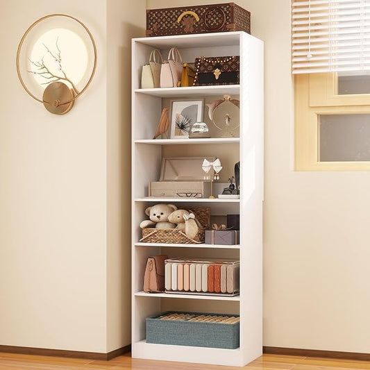 Closet System with 6 Shelves, 2FT Closet Organizer System Small Walk-in Closet Freestanding Corner Closets Shelf Storage Unit White (2FT)